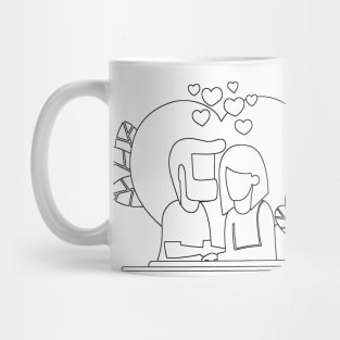 Illustration with romantic dinner. Dating. Valentines day celebration Mug